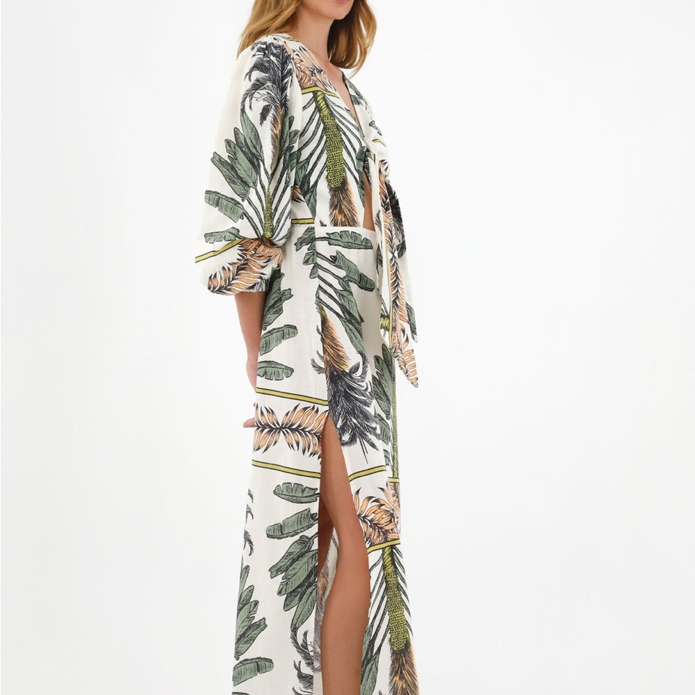 Long sleeve printed dress palm print size medium.By TNS (tennis) cotton dress